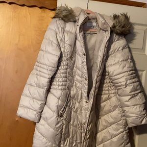 Champagne colored puffer coat by Laundry